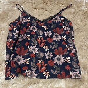 Plus Cami Tank Lace Trim V Neck and Back